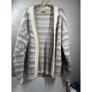 POL Women's Beautiful Muted‎ Multicolor Cardigan Sweater Open Front Size Small